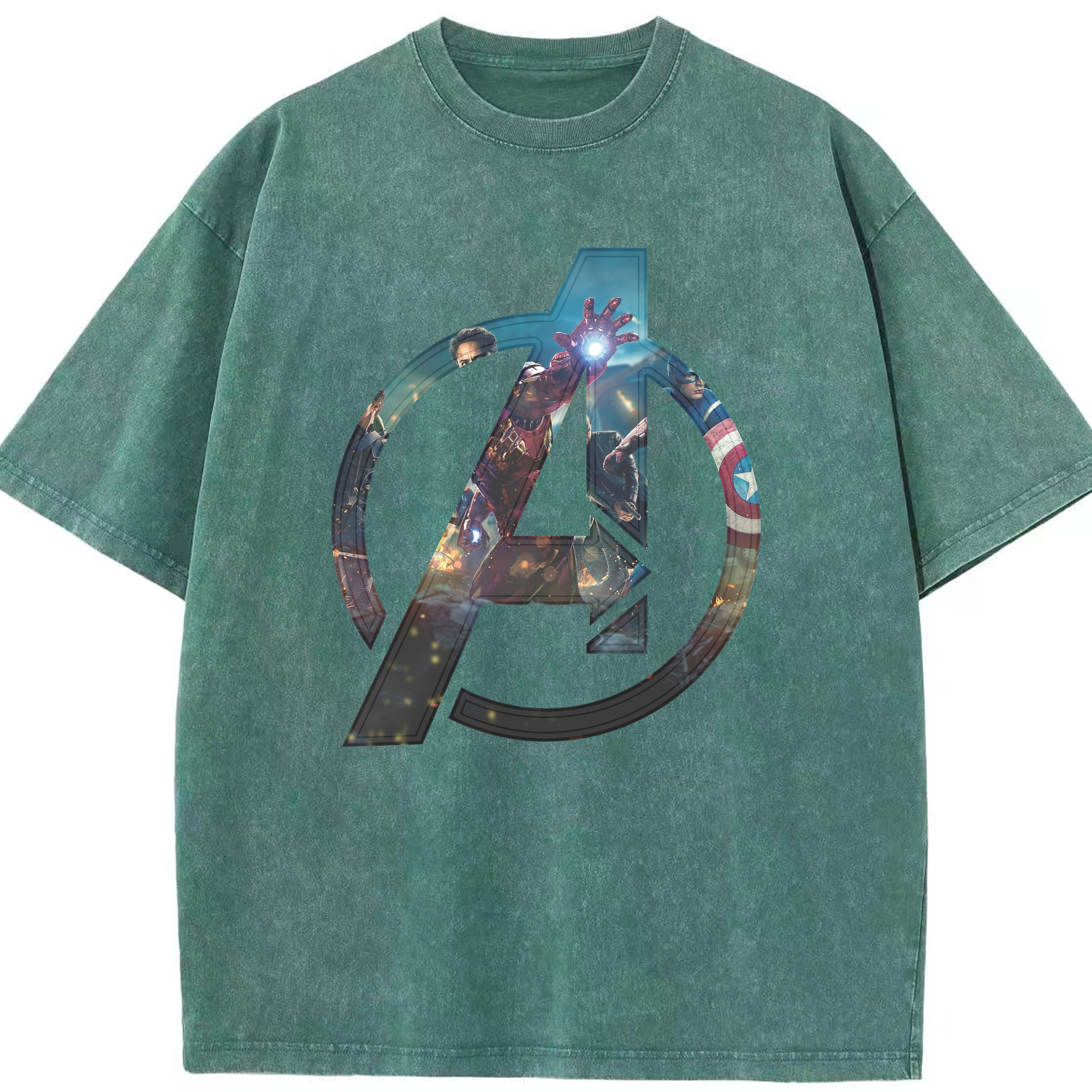 （画像用） アベンジャーズ The Avengers 綿100% ヴィンテージ風 半袖Tシャツ（フロントプリント）